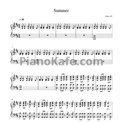 Ноты Sum 41 - Summer - предпросмотр