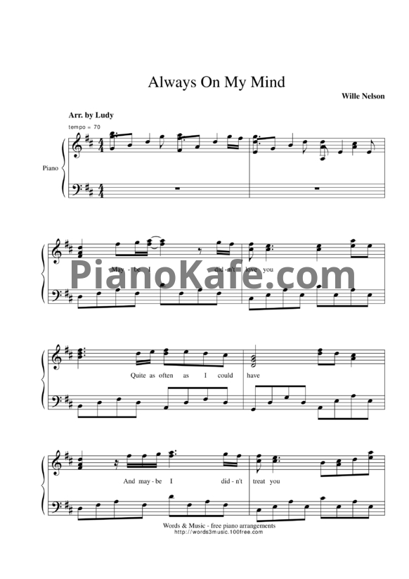 Ноты Elvis Presley - On my mind - PianoKafe.com