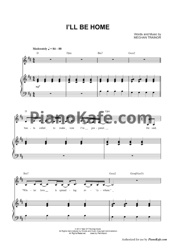 Ноты Meghan Trainor - I’ll be home - PianoKafe.com