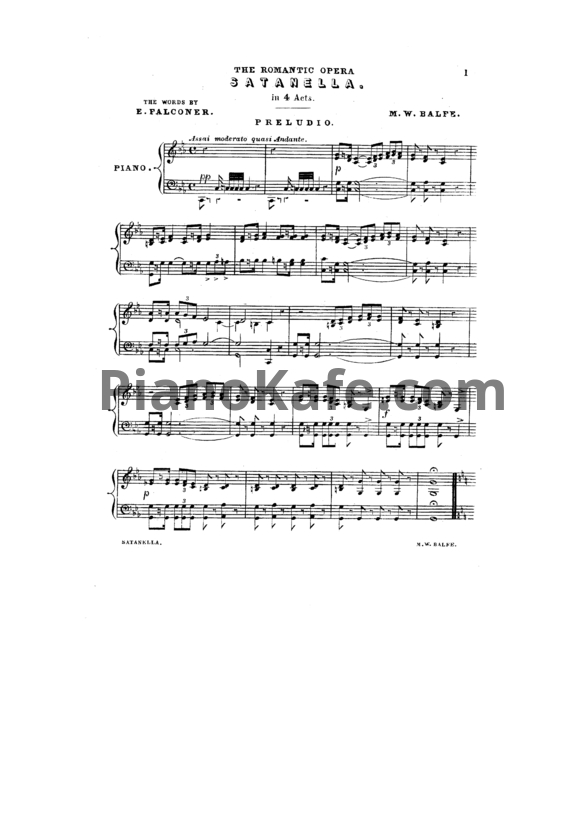 Ноты Michael William Balfe - Опера "Satanella" - PianoKafe.com