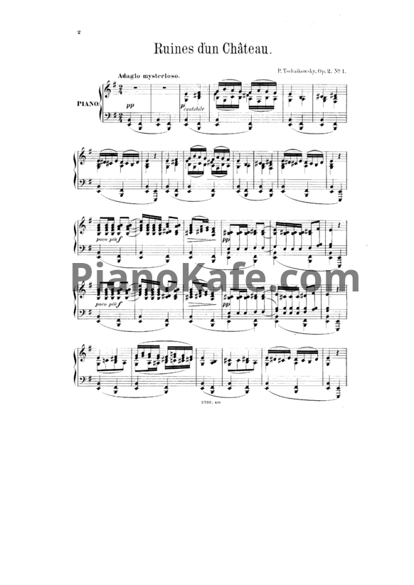 Ноты П. Чайковский - Воспоминание о Гапсале (Op. 2) - PianoKafe.com