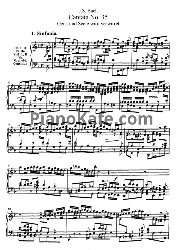 Ноты И. Бах - Кантата №35 "Geist und Seele wird verwirret" (BWV 35) - PianoKafe.com