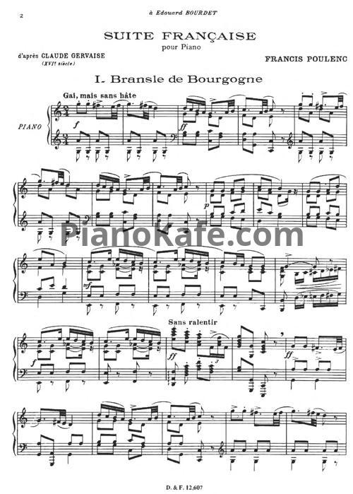 Французская сюита ноты. Пуленк импровизация 15 Ноты для фортепиано. Бородин Ноктюрн из маленькой сюиты Ноты для фортепиано. Слонимский французская сюита Ноты. Пуленк Соната для гобоя и фортепиано.