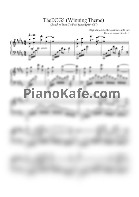Ноты Hiroyuki Sawano - TheDOGS - PianoKafe.com