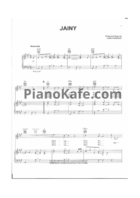 Ноты Five for Fighting - Jainy - PianoKafe.com