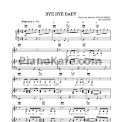 Ноты Taylor Swift - Bye Bye - предпросмотр