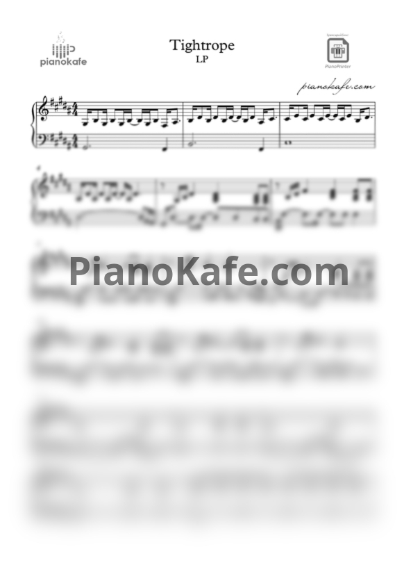 Ноты LP - Tightrope (Аккомпанемент) - PianoKafe.com