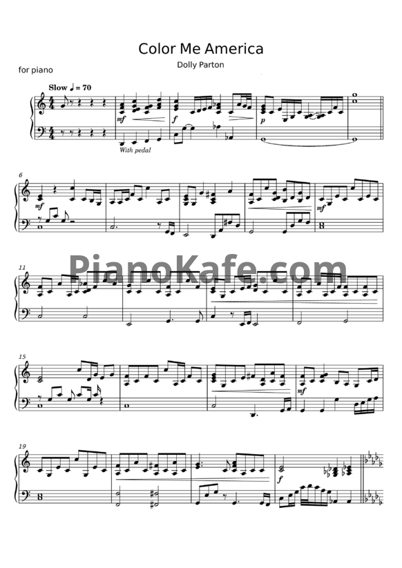 Ноты Dolly Parton - Color me America - PianoKafe.com