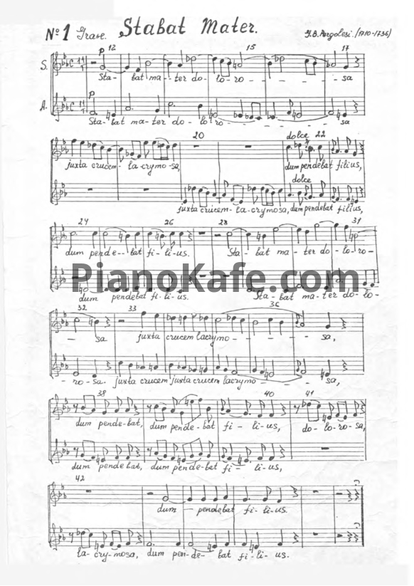 Ноты Джованни Перголези - Stabat Mater - PianoKafe.com