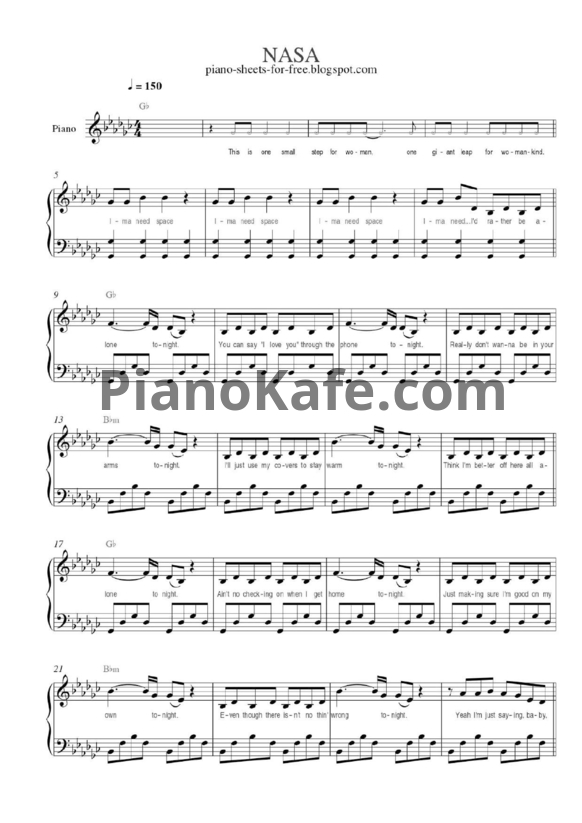 Ноты Ariana Grande - NASA - PianoKafe.com