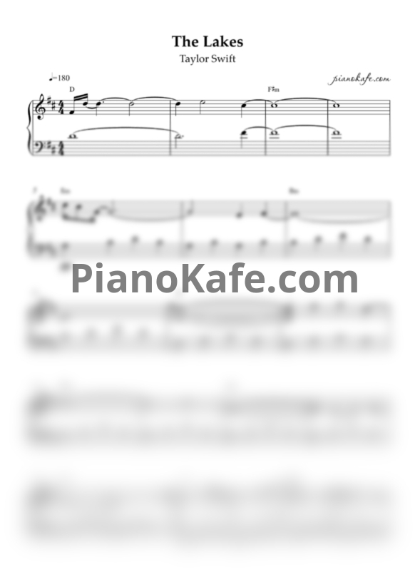 Ноты Taylor Swift - The lakes (Easy piano cover) - PianoKafe.com