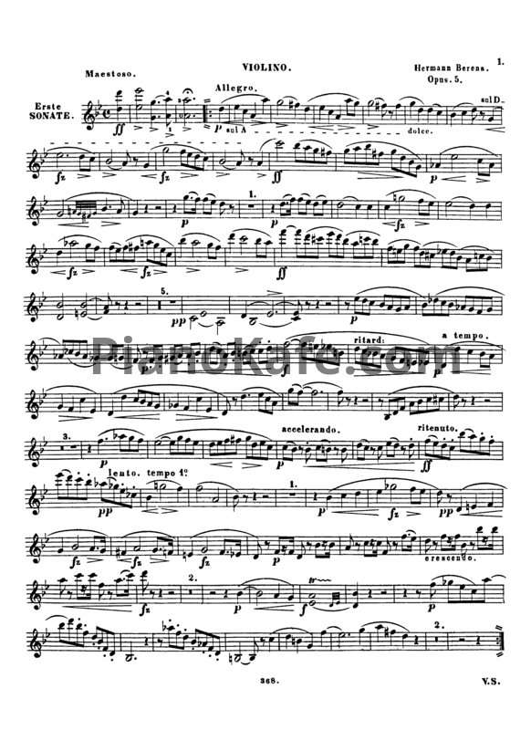 Ноты Г. Беренс - Соната (Скрипка, Op. 5) - PianoKafe.com