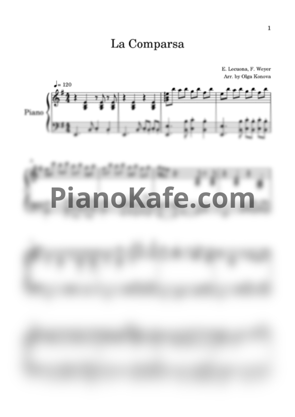 Ноты Francis Goya (F. Weyer) - La Comparsa (Переложение для фортепиано соло) - PianoKafe.com
