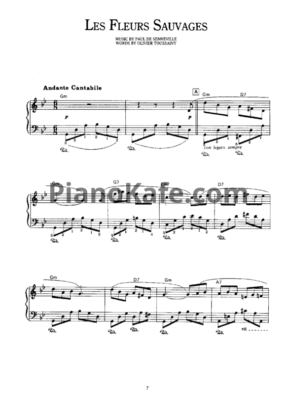 Ноты Richard Clayderman - Les fleurs sauvages - PianoKafe.com