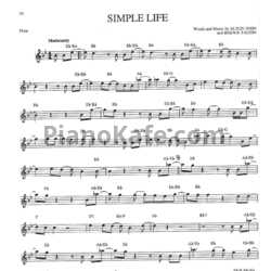 Ноты Elton John - Simple life (Переложение для флейты) - предпросмотр