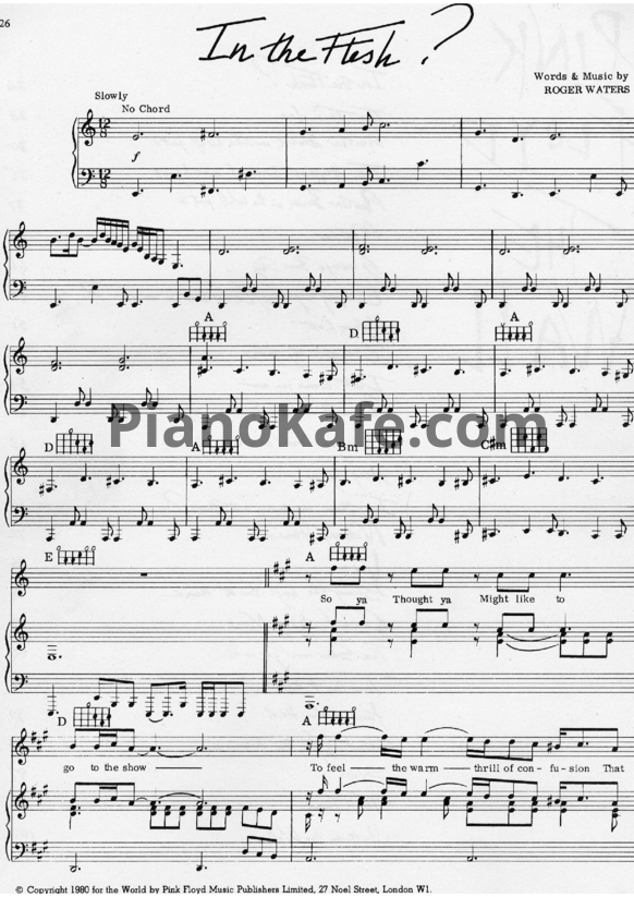 Ноты Pink Floyd - In the flesh - PianoKafe.com