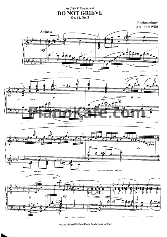 Ноты Сергей Рахманинов - Do not grieve (Op. 14, №8) - PianoKafe.com