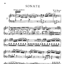Ноты В. Моцарт - Соната №3 си-бемоль мажор (К. 281) - предпросмотр