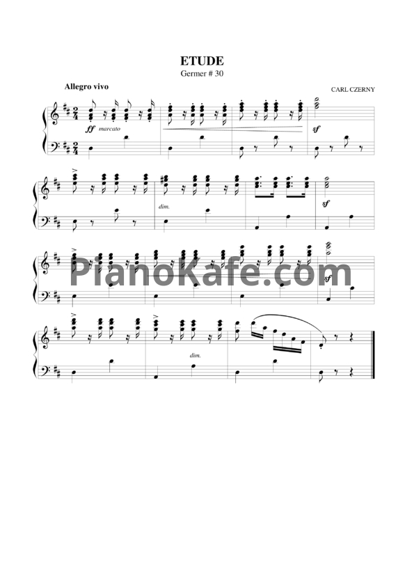 Ноты Карл Черни - Этюд №30 (Г. Гермер) - PianoKafe.com