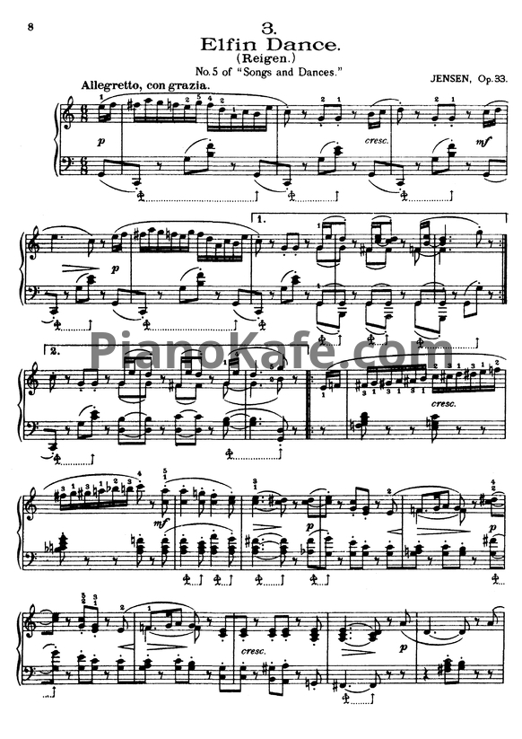 Ноты А. Йенсен - Волшебный танец (Op. 33) - PianoKafe.com