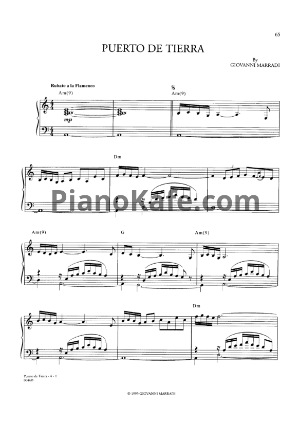 Ноты Giovanni Marradi - Puerto de tierra - PianoKafe.com