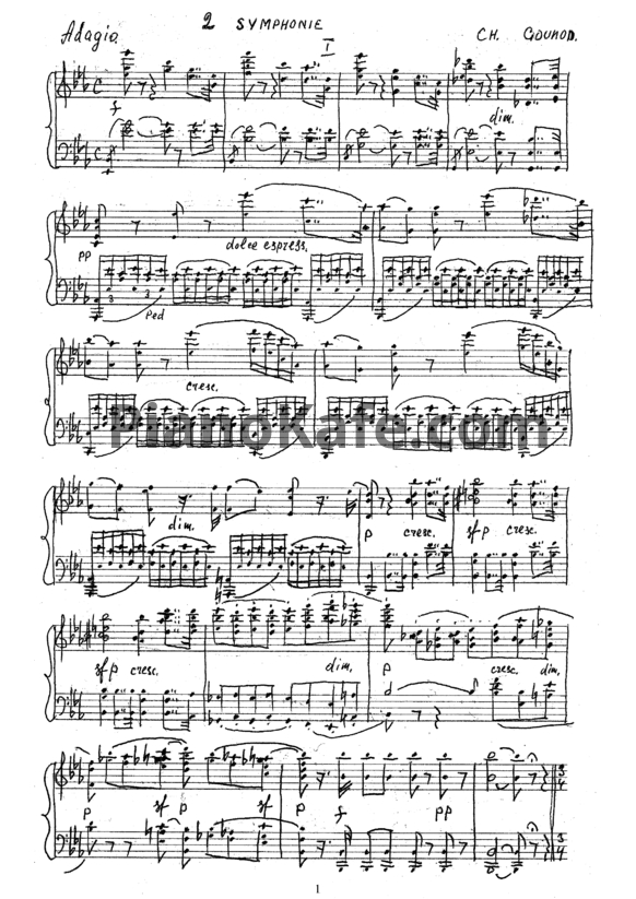 Ноты Шарль Гуно - Симфония №2 (2h) (Обработка Эдуарда Бойко) - PianoKafe.com