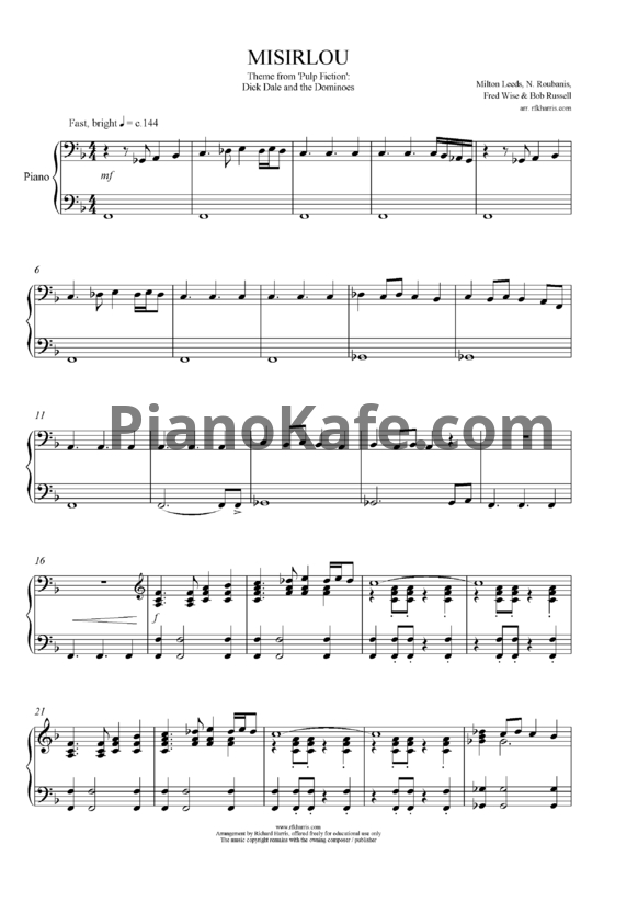 Ноты Dick Dale and the Dominoes - Misirlou - PianoKafe.com