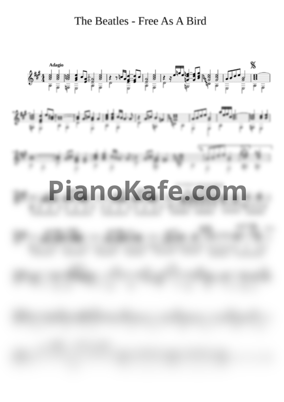 Ноты The Beatles - Free as a bird (гитара) - PianoKafe.com