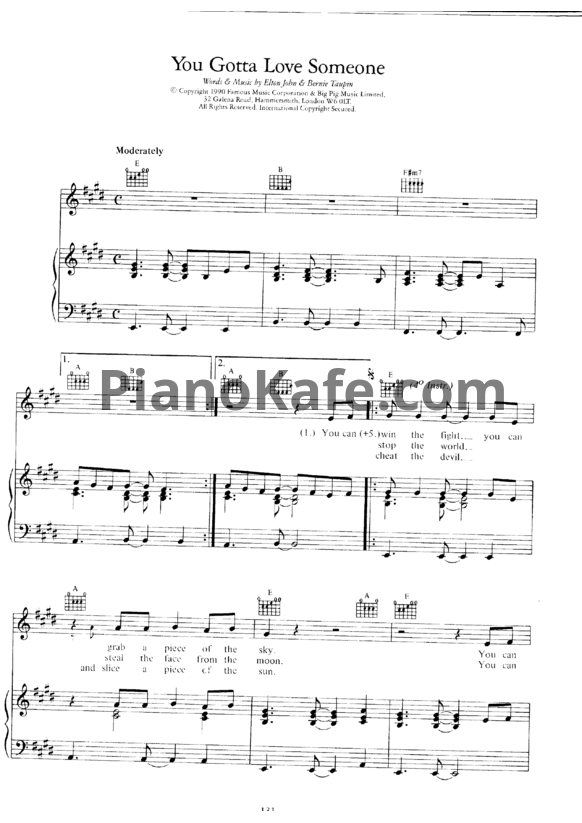 Ноты Elton John - You gotta love someone - PianoKafe.com
