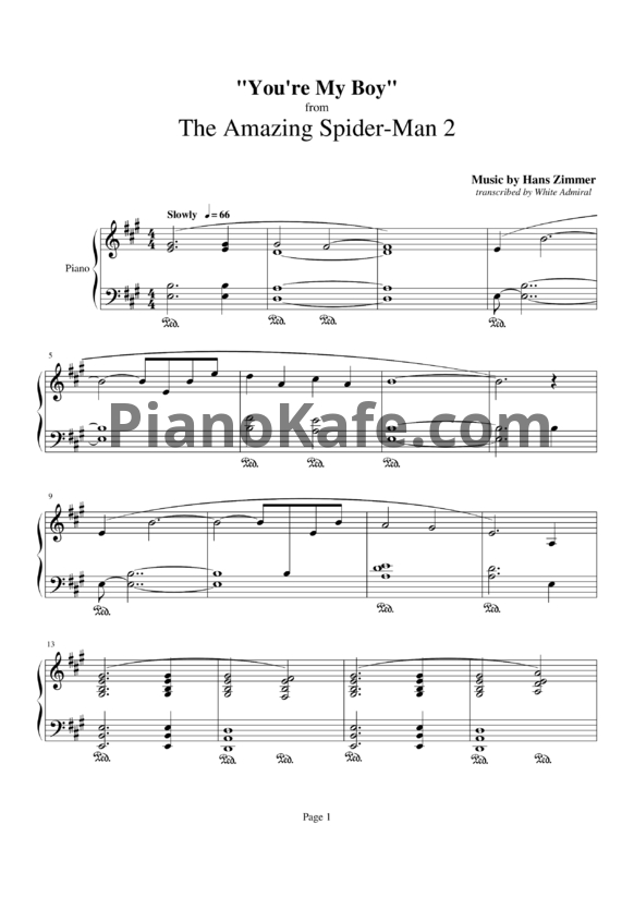 Ноты Hans Zimmer - You're my boy - PianoKafe.com