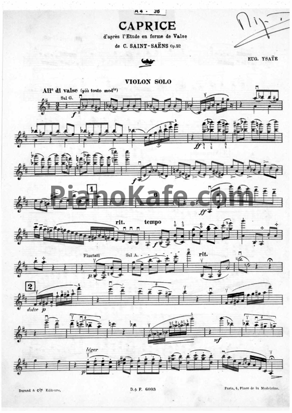 Ноты Камиль Сен-Санс - Этюд в форме вальса (Op. 52 №6) - PianoKafe.com