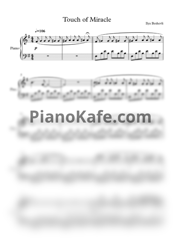 Ноты Ilya Beshevli - Touch of mirracle - PianoKafe.com