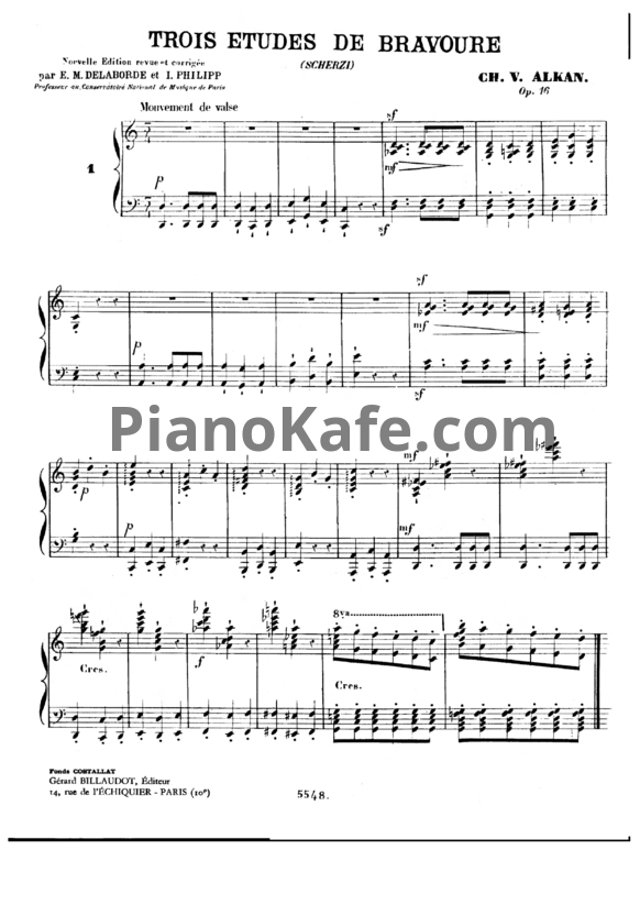 Ноты Шарль Алькан - Три бравурных этюда (Op. 16) - PianoKafe.com