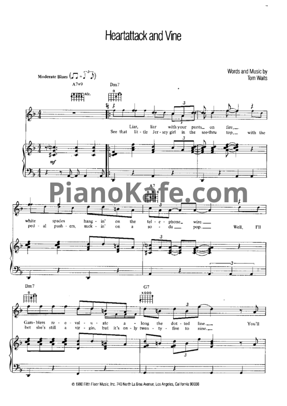 Ноты Tom Waits - Heartattack and vine - PianoKafe.com