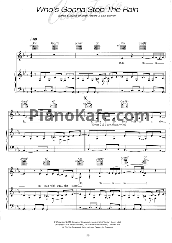 Ноты Anastacia - Who's gonna stop the rain - PianoKafe.com