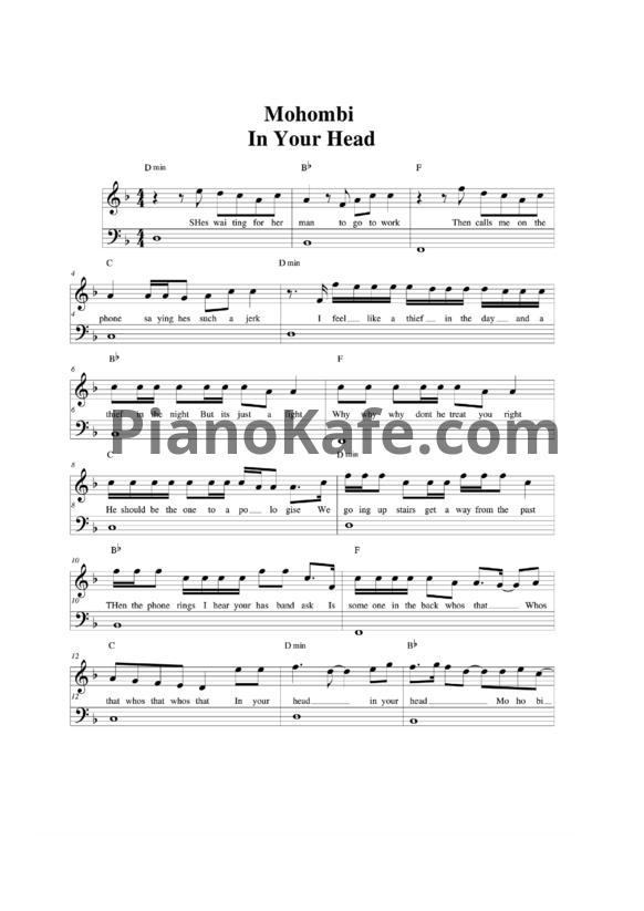 Ноты Mohombi - In your head - PianoKafe.com