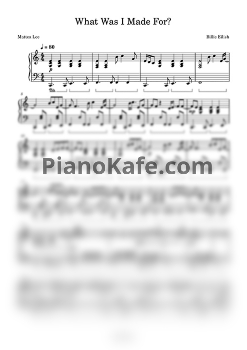 Ноты Billie Eilish - What was I made for? (Meow version) - PianoKafe.com