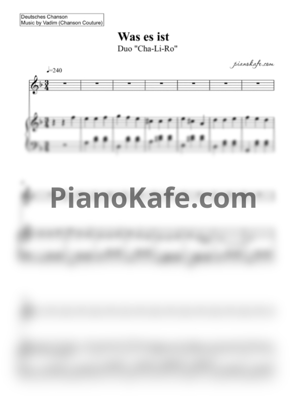 Ноты Duo "Cha-Li-Ro" - Was es ist - PianoKafe.com