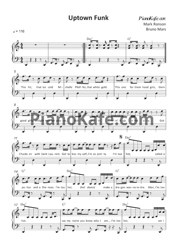Ноты Юрий Меликов - Фанк с окраин (Uptown funk) - PianoKafe.com