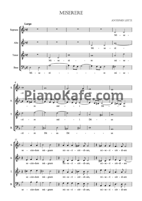 Ноты Antonio Lotti - Miserere - PianoKafe.com