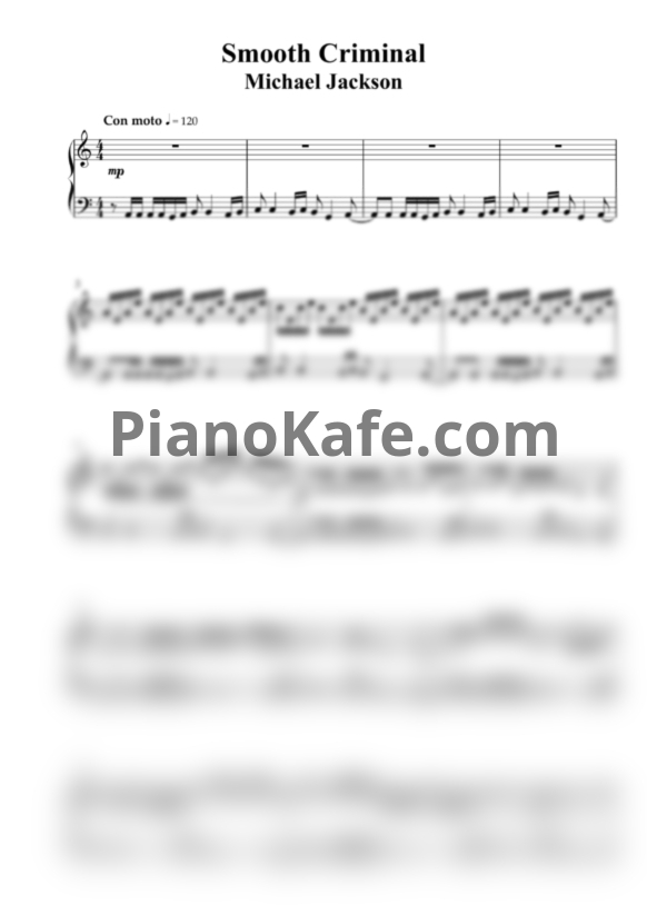 Ноты Michael Jackson - Smooth Criminal (Piano cover) - PianoKafe.com