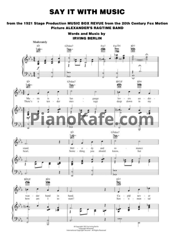 Ноты Irving Berlin - Say it with music - PianoKafe.com