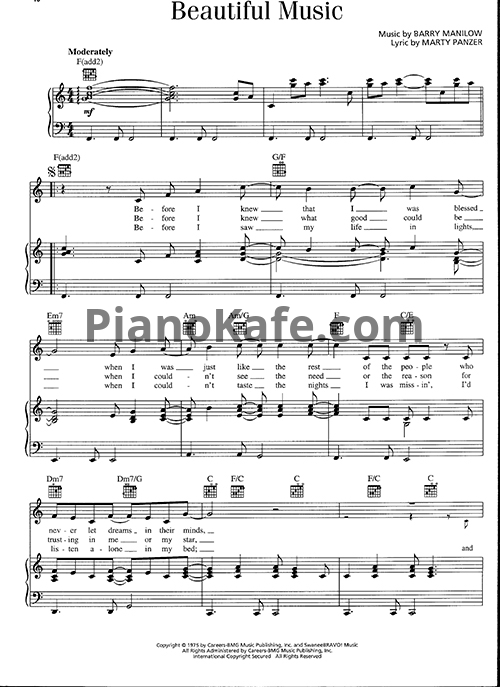 Ноты Barry Manilow - Beautiful music - PianoKafe.com