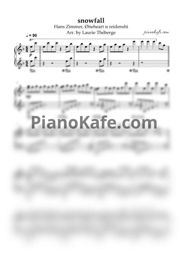 Ноты Hans Zimmer - Snowfall x Interstellar (Piano cover) - PianoKafe.com