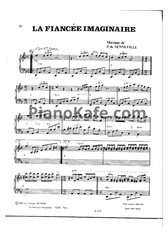 Ноты Paul de Senneville - La fiancee imaginaire - PianoKafe.com