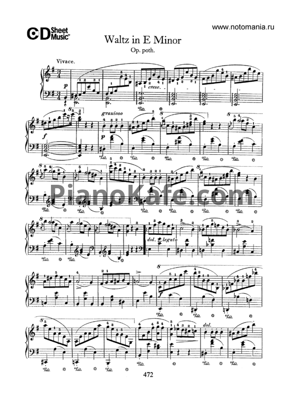 Ноты Ф.Шопен - Вальс №14 ми минор (B. 59) - PianoKafe.com