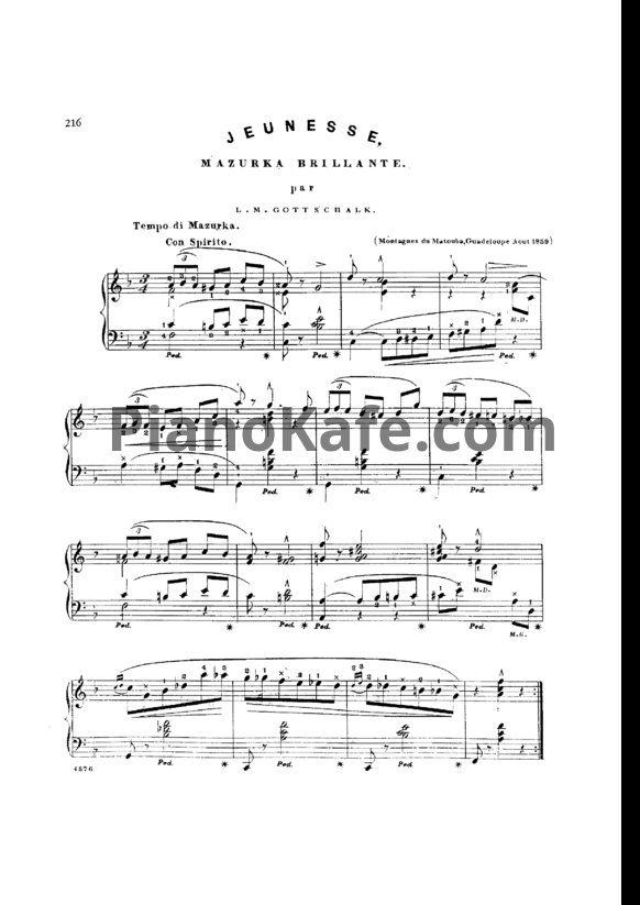 Ноты Луи Моро Готшалк - Jeunesse (Op. 70) - PianoKafe.com