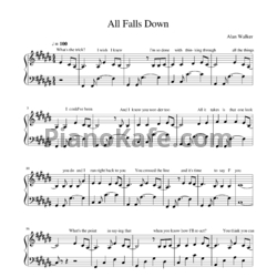 Ноты Alan Walker feat. Noah Cyrus with Digital Farm Animals - All falls down - предпросмотр