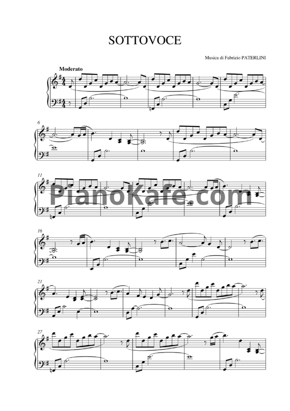 Ноты Fabrizio Paterlini - Sottovoce - PianoKafe.com