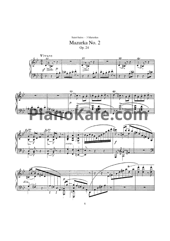 Ноты Камиль Сен-Санс - Мазурка №2 (Op. 24) - PianoKafe.com